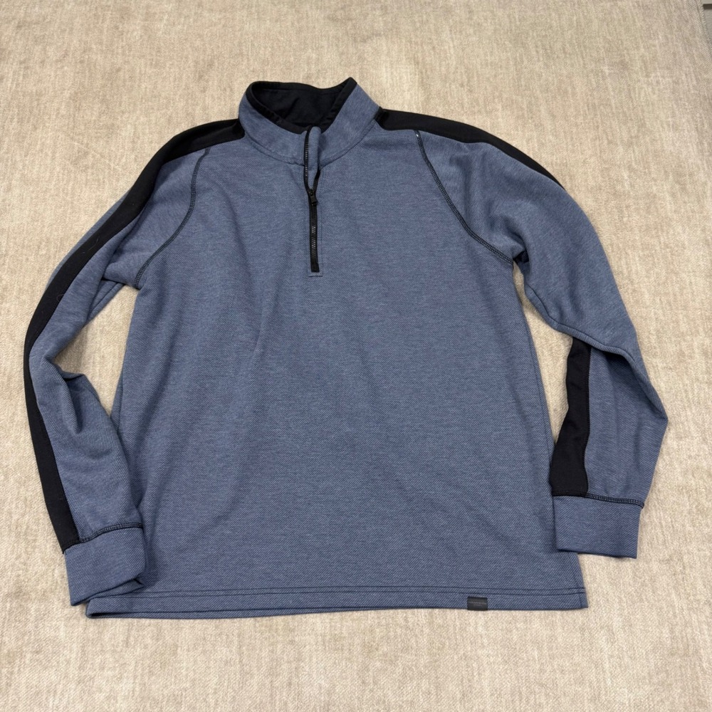 Hawke & Co Sport Mens Blue Heathered Quarter Zip Pullover HSWKT1020 Large